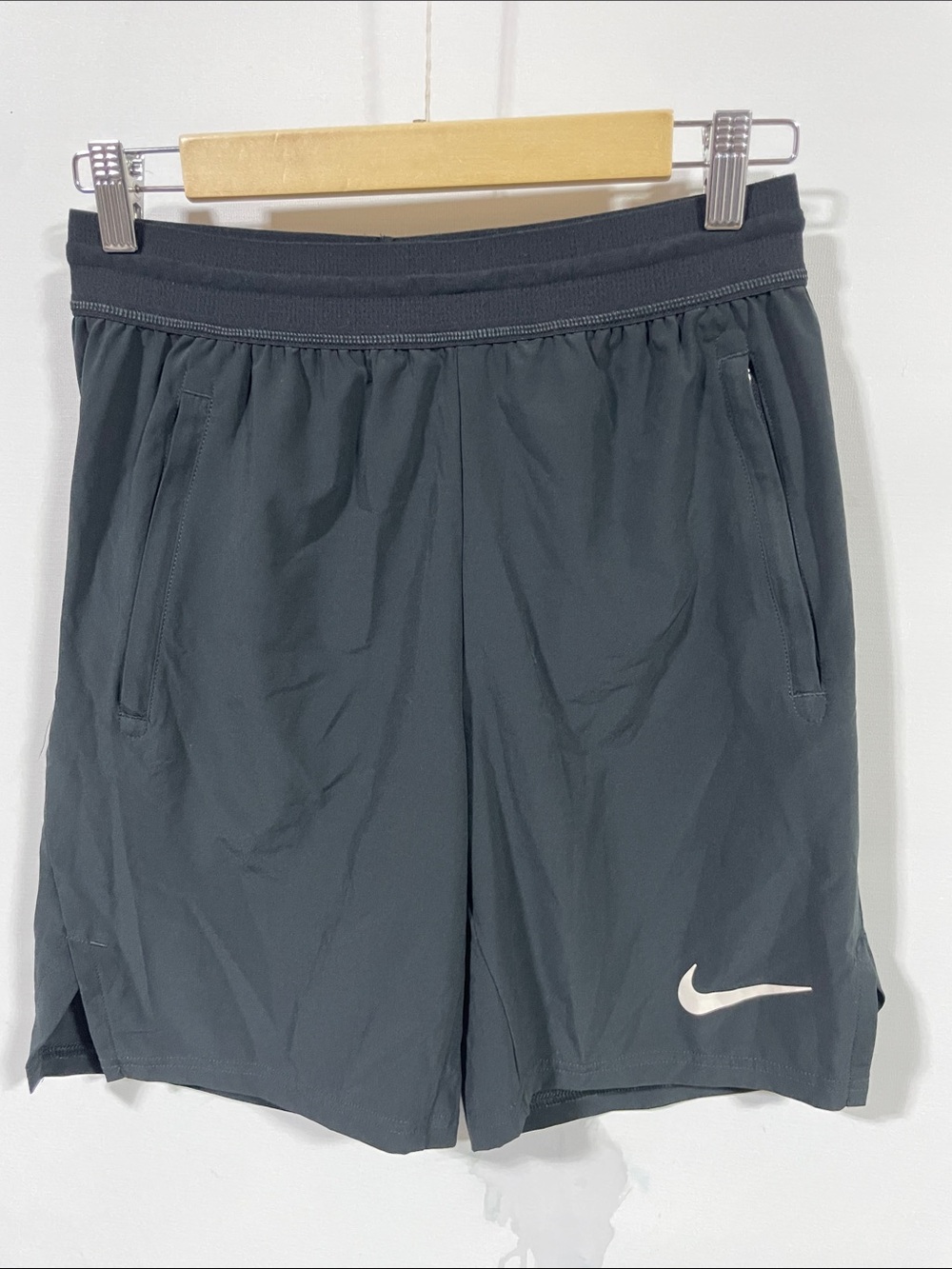 Nike Men's Charcoal Athletic Shorts with White Swoosh